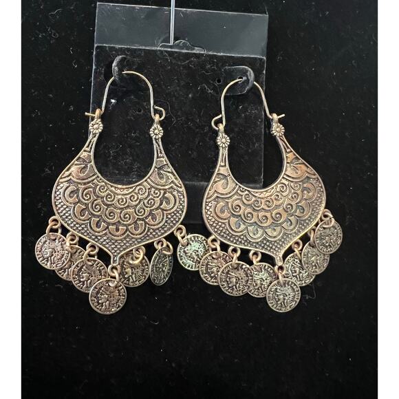 Egyptian Goddess Dangle Bronze Color Chandelier Earrings - Picture 1 of 6